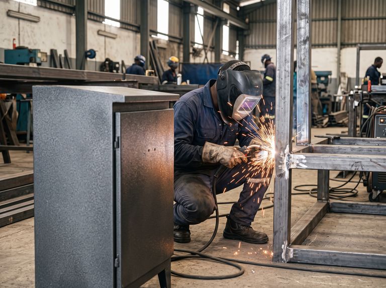 Fabrication of a powder-coated steel enclosure at Voltaic Industries