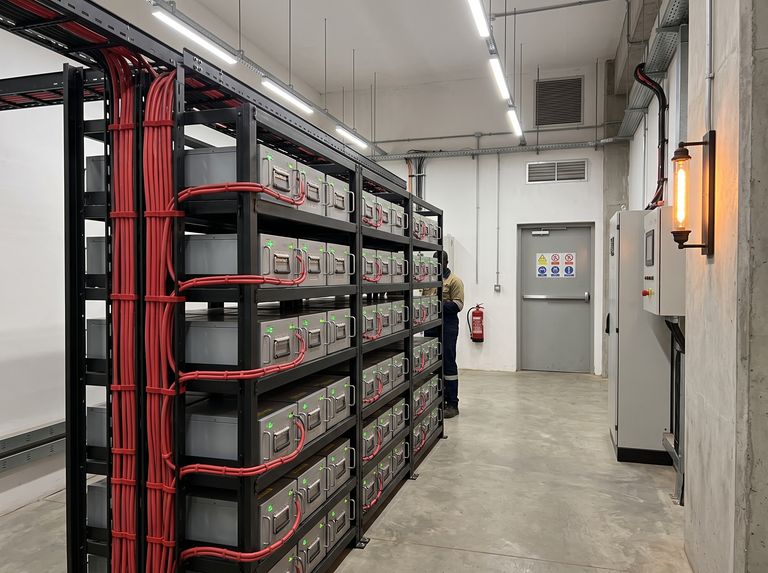 Lithium battery energy storage system in a Voltaic plant room