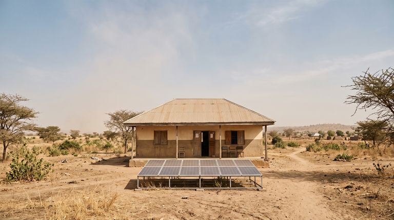 Solar-hybrid array at a rural primary health clinic, Kano State